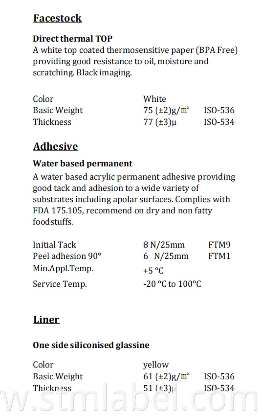 Thermal Top Acrylic Yellow Glassine Tds